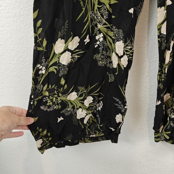 Reformation Lemongrass Floral Boho Wide Leg Jumpsuit V-neck Peek-a-boo Bodice 10 - Picture 8 of 16